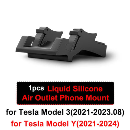 Premium Liquid Silicone Car Phone Mount for Tesla Model Y Juniper 2025 - Versatile Air Vent Bracket for Ultimate Convenience