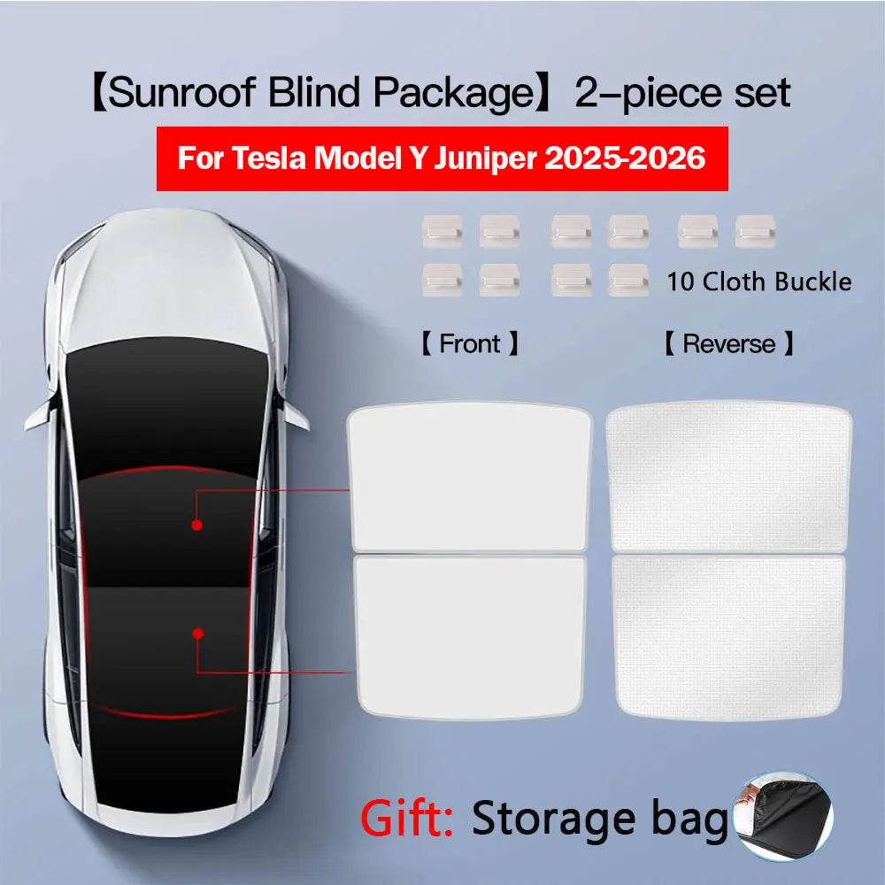 Sun Shades for Tesla Model 3 Highland Model Y 2017-2026 Ice Cloth Buckle Sun Pare Glass Front Rear Sunroof Skylight Accessory