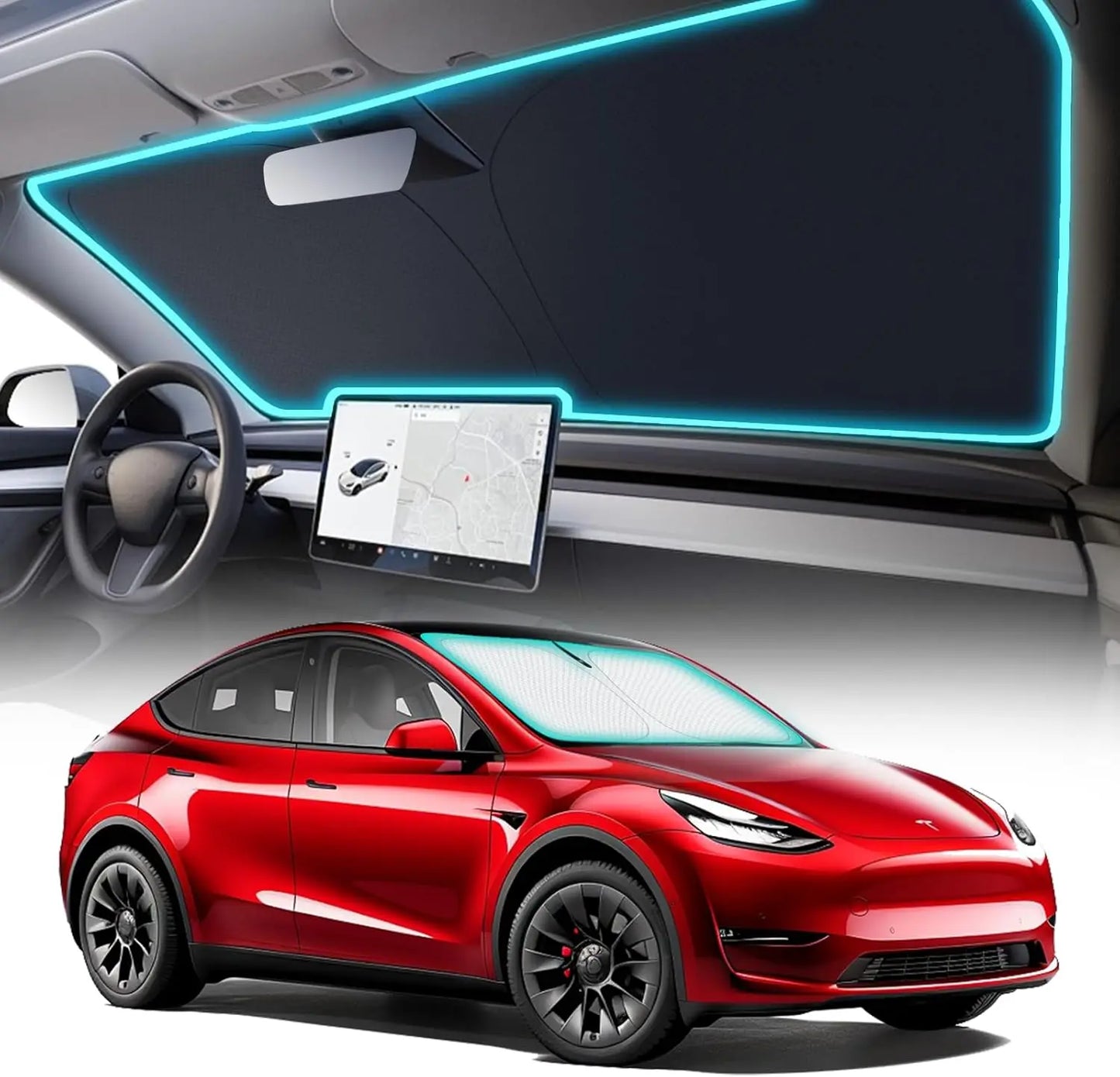Sun Shades for Tesla Model 3 Highland Model Y 2017-2026 Ice Cloth Buckle Sun Pare Glass Front Rear Sunroof Skylight Accessory