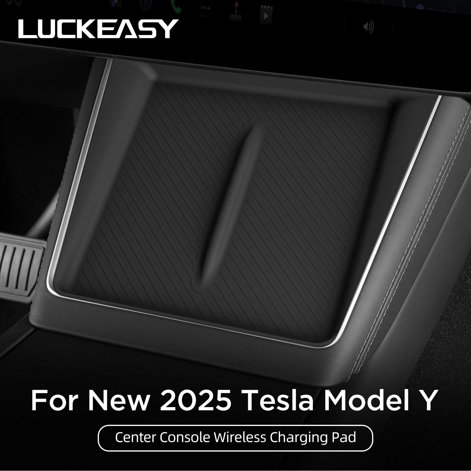 for Tesla Model Y Juniper/Launch 2025 2026 Anti-Skid Pad Wireless Charging Pad Car Phone Non-Slip Mat Protective Pad