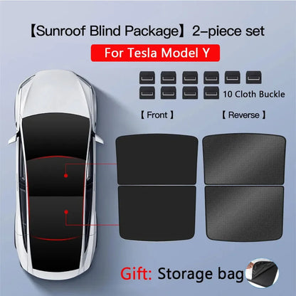 Sun Shades for Tesla Model 3 Highland Model Y 2017-2026 Ice Cloth Buckle Sun Pare Glass Front Rear Sunroof Skylight Accessory