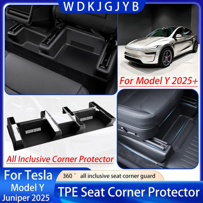 Tesla Model Y/YL Juniper 2026+ TPE Under Seat Corner Guard and Seat Slide Rails Protector Cover - Anti-Kick Interior Accessory