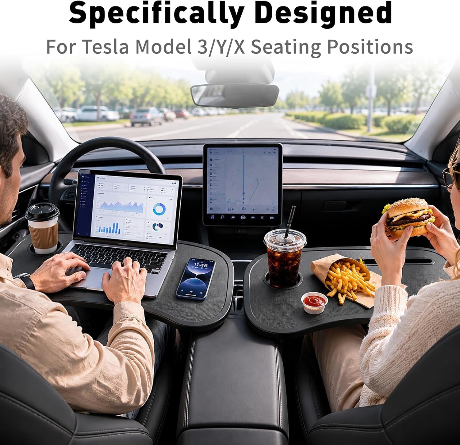 Transform Your Tesla Experience with the Ultimate Foldable Food Tray Desk - Perfect for Model Y & Model 3!