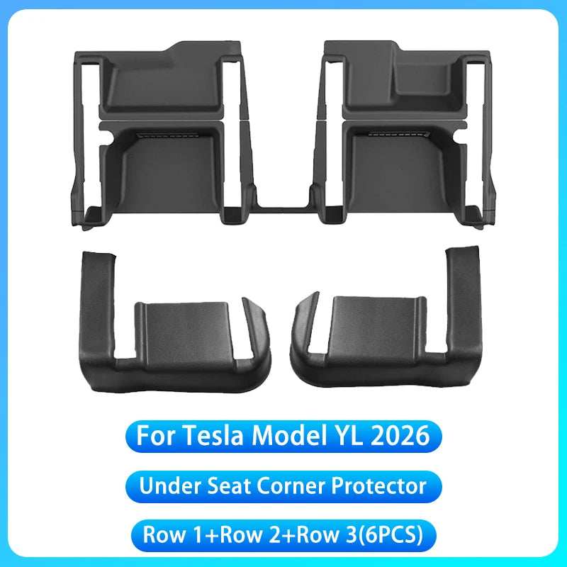 Tesla Model Y/YL Juniper 2026+ TPE Under Seat Corner Guard and Seat Slide Rails Protector Cover - Anti-Kick Interior Accessory