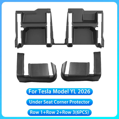 Tesla Model Y/YL Juniper 2026+ TPE Under Seat Corner Guard and Seat Slide Rails Protector Cover - Anti-Kick Interior Accessory
